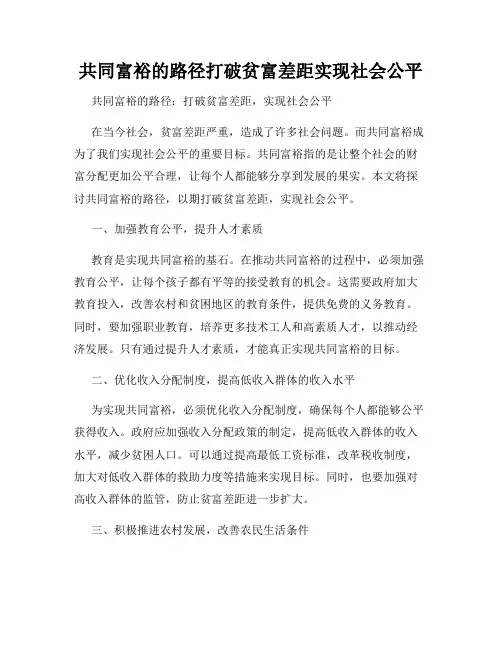 共同富裕的路径打破贫富差距实现社会公平