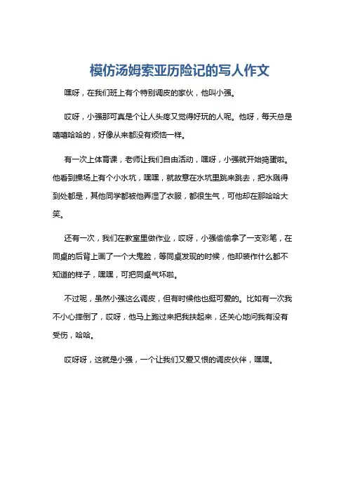 模仿汤姆索亚历险记的写人作文