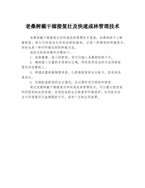 老桑树截干嫁接复壮及快速成林管理技术