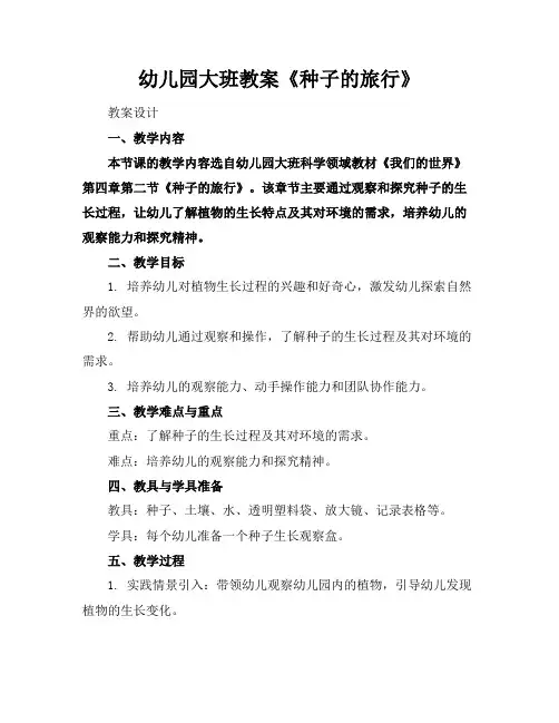 幼儿园大班教案《种子的旅行》