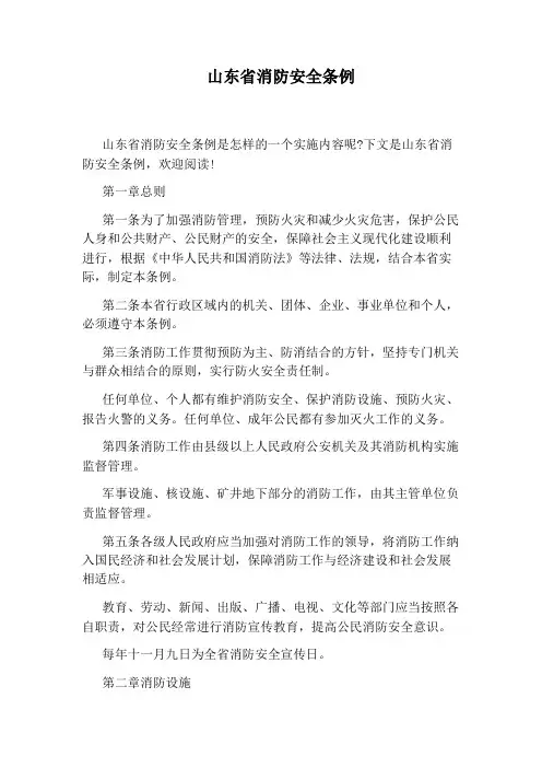 山东省消防安全条例