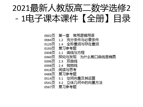 2021最新人教版高二数学选修2-1电子课本课件【全册】