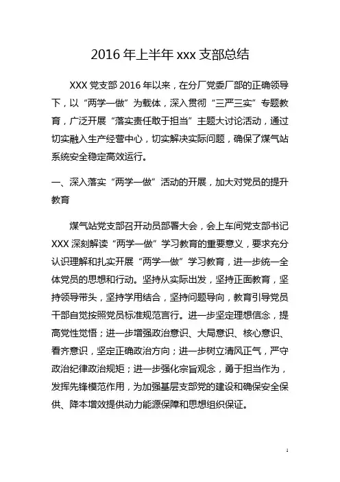 2016年上半年支部总结
