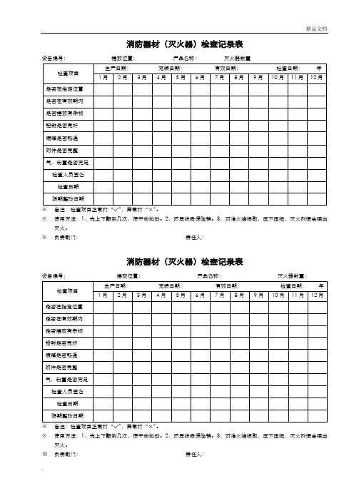 消防器材检查记录文本表