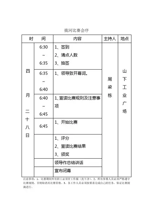 拔河比赛会序