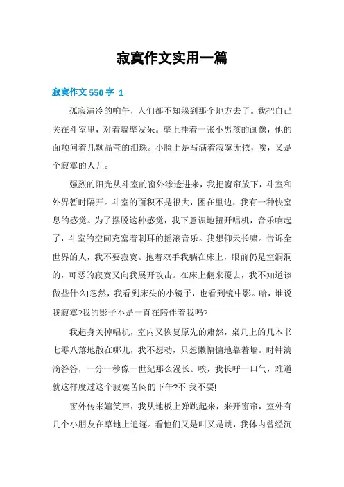 寂寞作文实用一篇
