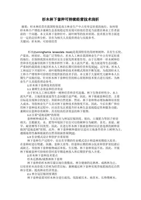 杉木林下套种可持续经营技术浅析