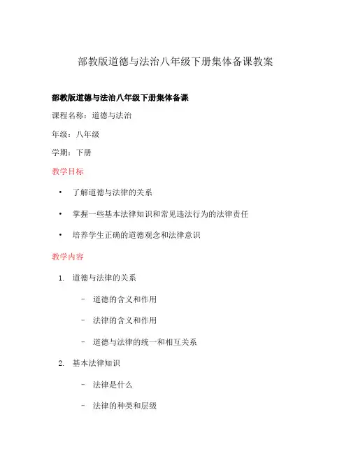 部教版道德与法治八年级下册集体备课教案