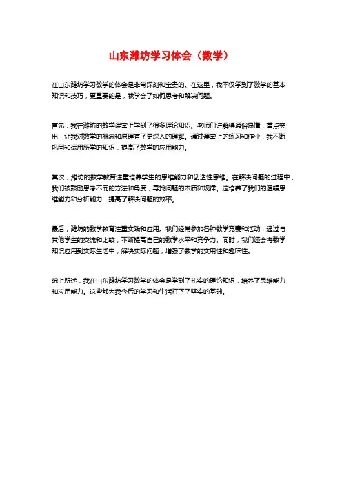 山东潍坊学习体会(数学)
