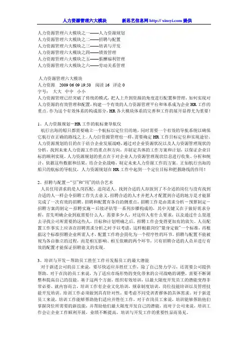 人力资源管理六大模块