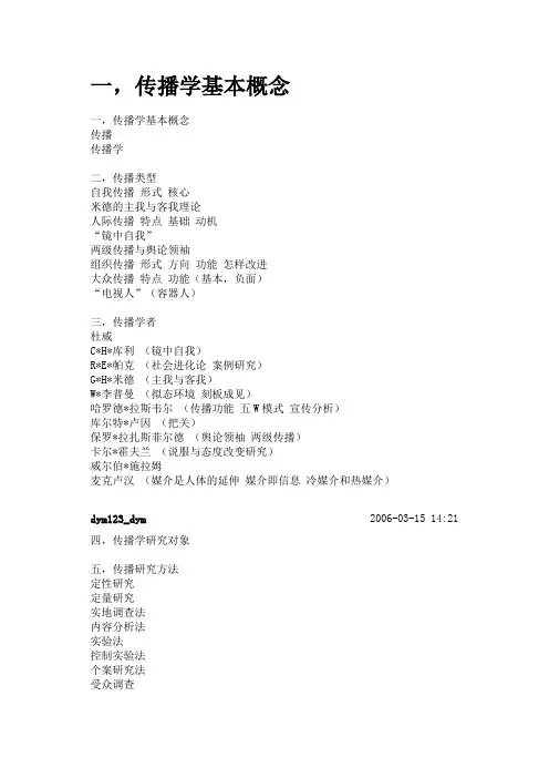 传播学基础 常识