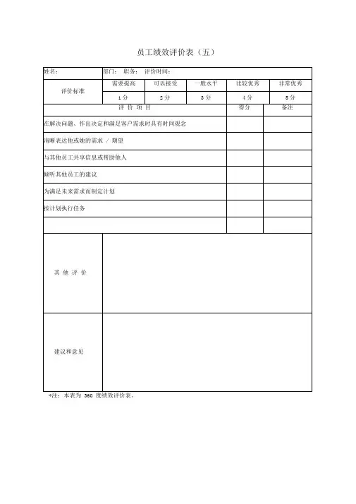 公司绩效考核表格大全完整版