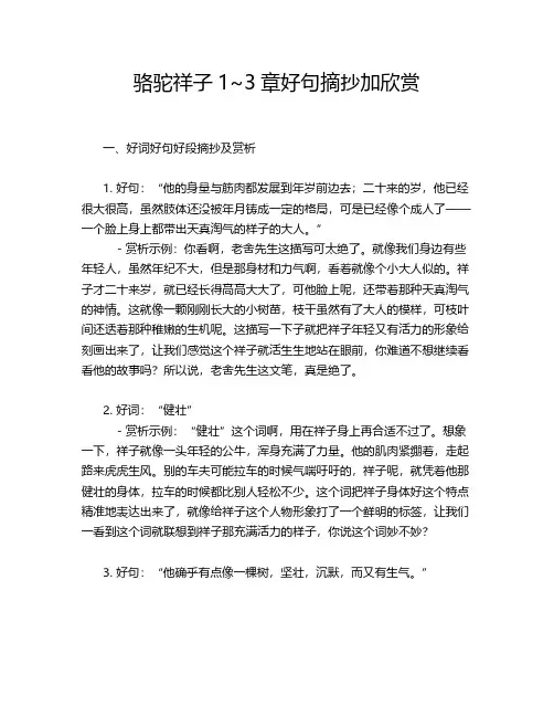 骆驼祥子1~3章好句摘抄加欣赏