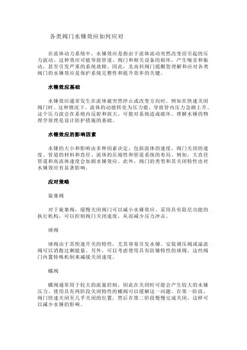 各类阀门水锤效应如何应对