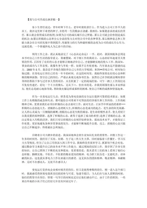 我与公司共成长演讲稿2015