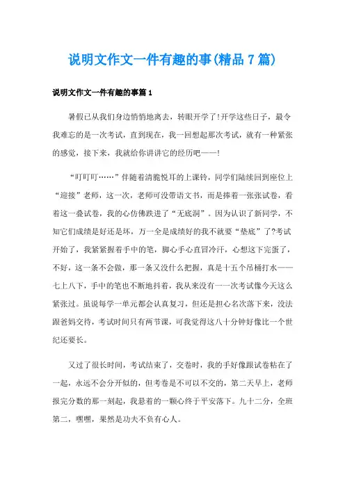 说明文作文一件有趣的事(精品7篇)