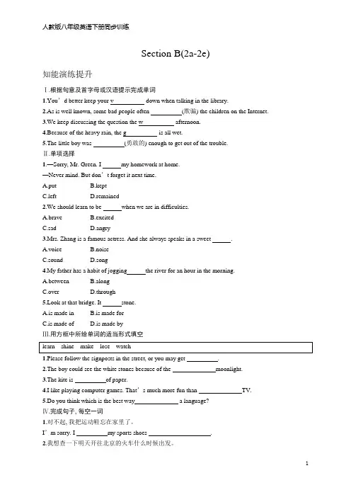 八年级下册英语同步训练 Unit 6  Section B(2a-2e)(含答案)