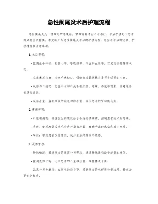 急性阑尾炎术后护理流程