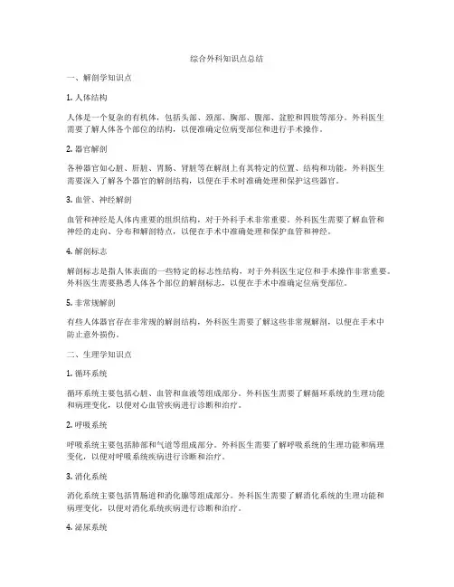 综合外科知识点总结
