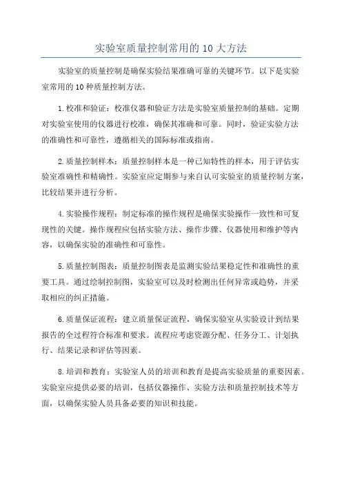 实验室质量控制常用的10大方法