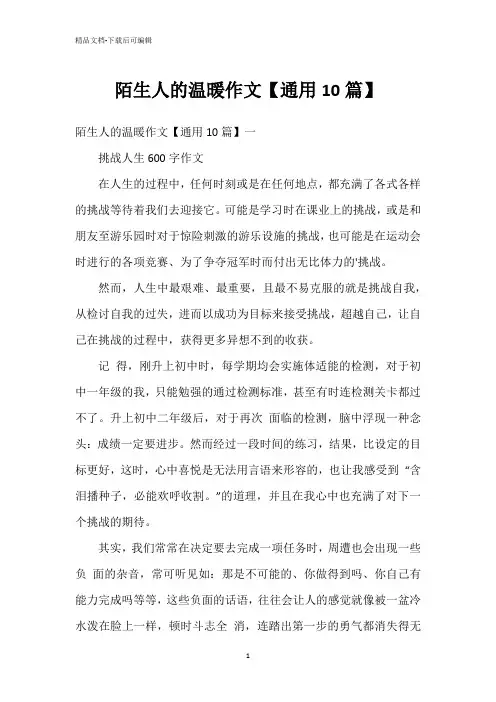 陌生人的温暖作文