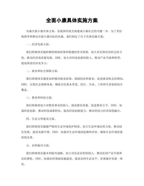 全面小康具体实施方案