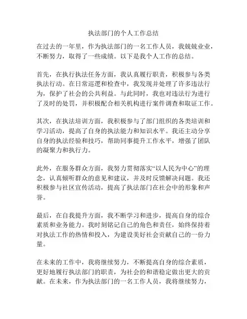 执法部门的个人工作总结