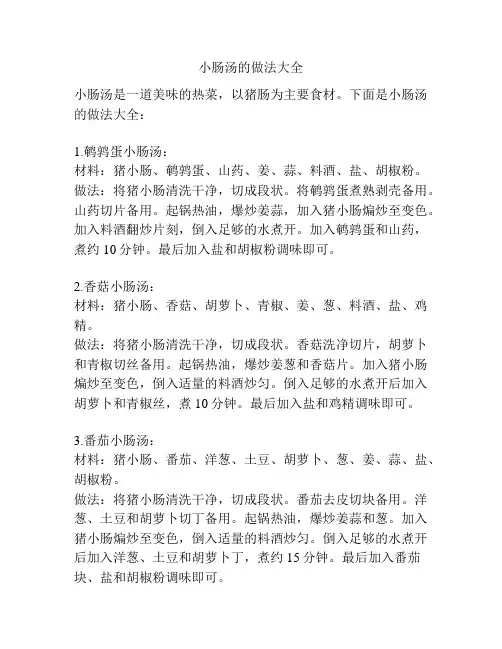 小肠汤的做法大全
