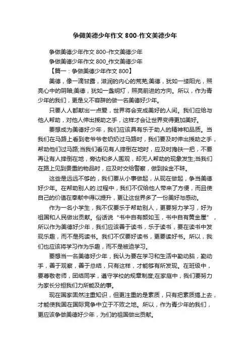 争做美德少年作文800-作文美德少年