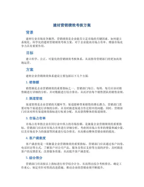 建材营销绩效考核方案