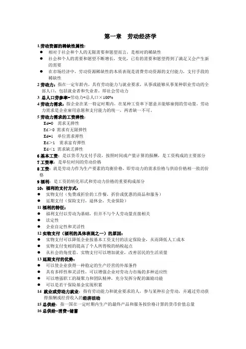 人力资源管理重点整理