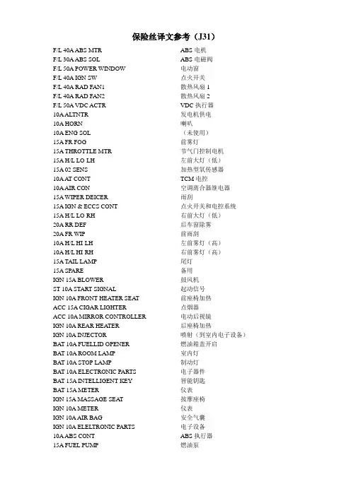 汽车保险丝译文