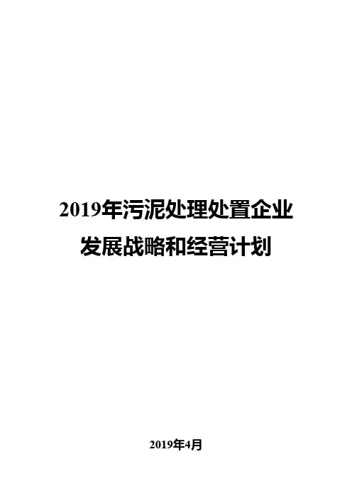 2019年污泥处理处置企业发展战略和经营计划