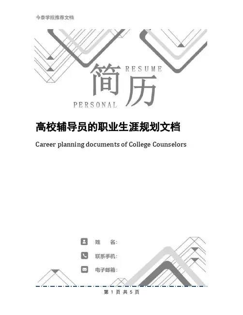 高校辅导员的职业生涯规划文档