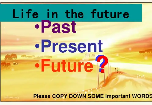 高中英语必修五m5unit3 life in the future warming up reading(精品课件)