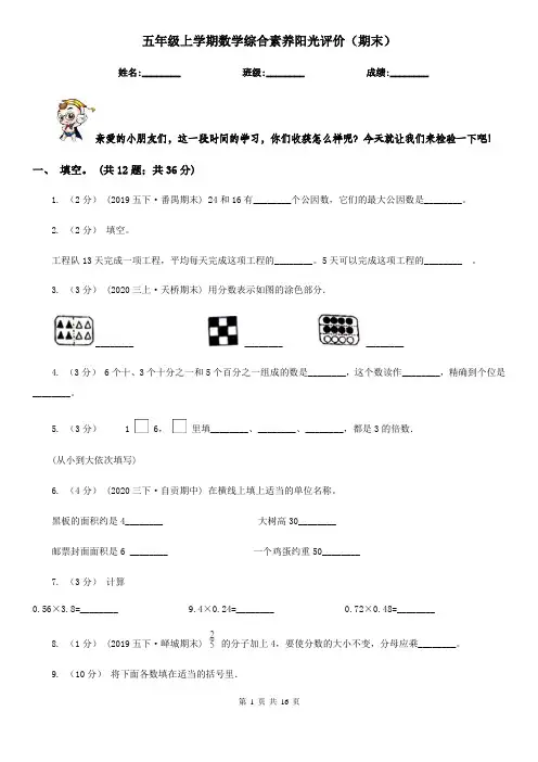 五年级上学期数学综合素养阳光评价(期末)