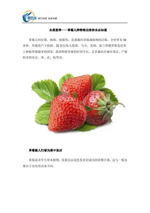 水果营养——草莓几种特殊功效你未必知道