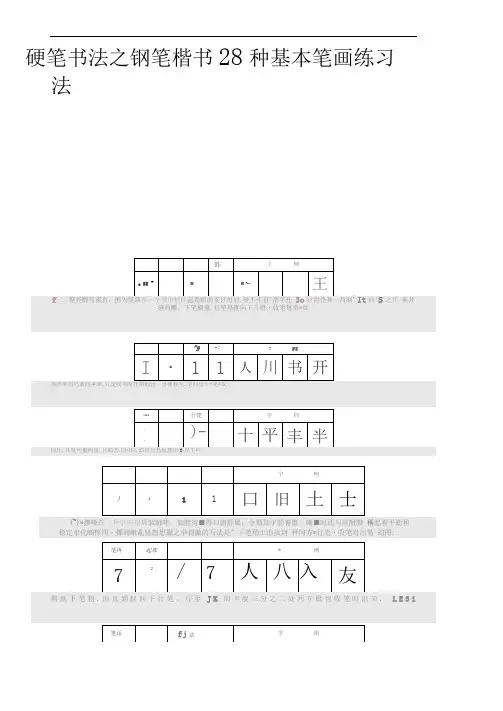 硬笔书法之钢笔楷书28种基本笔画练习法