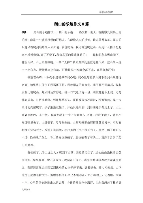 爬山的乐趣作文8篇