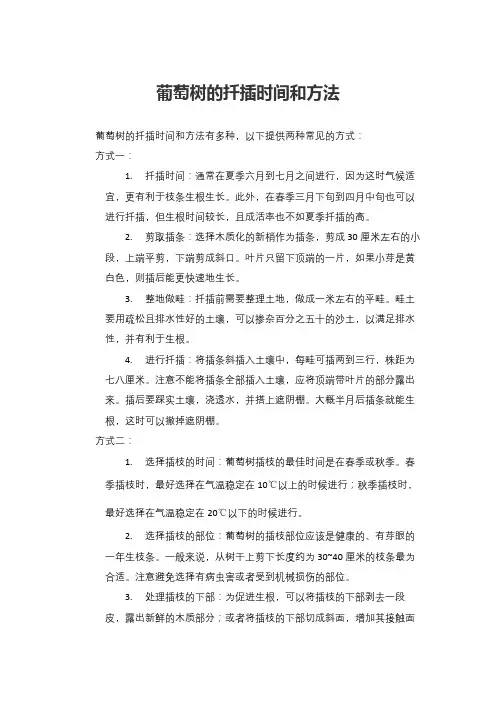 葡萄树的扦插时间和方法