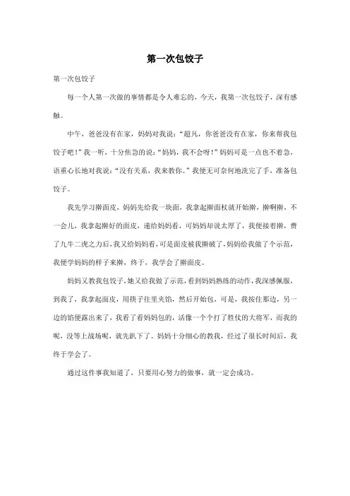 第一次包饺子_小学五年级作文400字
