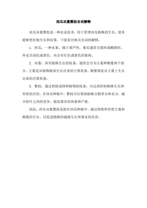 西瓜双蔓整枝名词解释