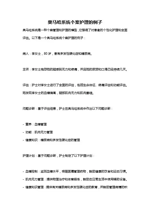 奥马哈系统个案护理的例子