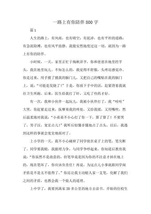 一路上有你陪伴800字