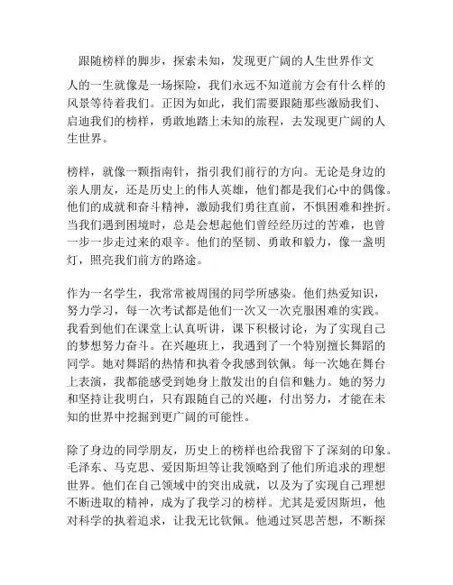 跟随榜样的脚步,探索未知,发现更广阔的人生世界作文