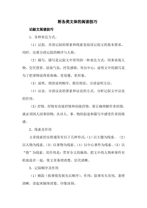 各类文体的阅读技巧