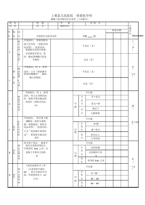 上田敏功能评定表格