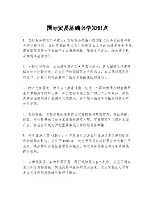 国际贸易基础必学知识点