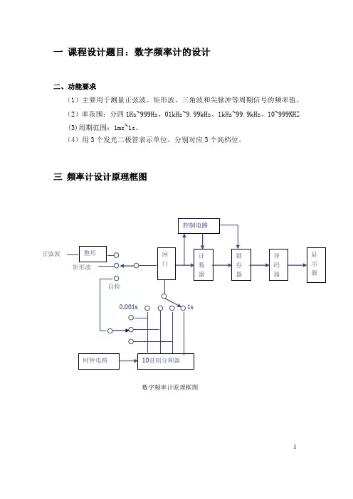 电子技术课程设计(数字频率计的设计)
