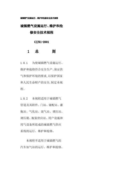 城镇燃气设施运行规范